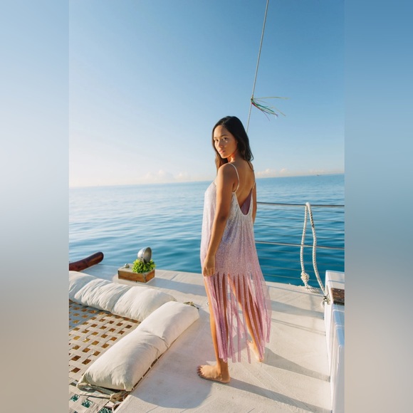 NWT - Sundress X Anthropologie Nicole Purple Ombré Sequin Fringe Dress - Picture 2 of 10